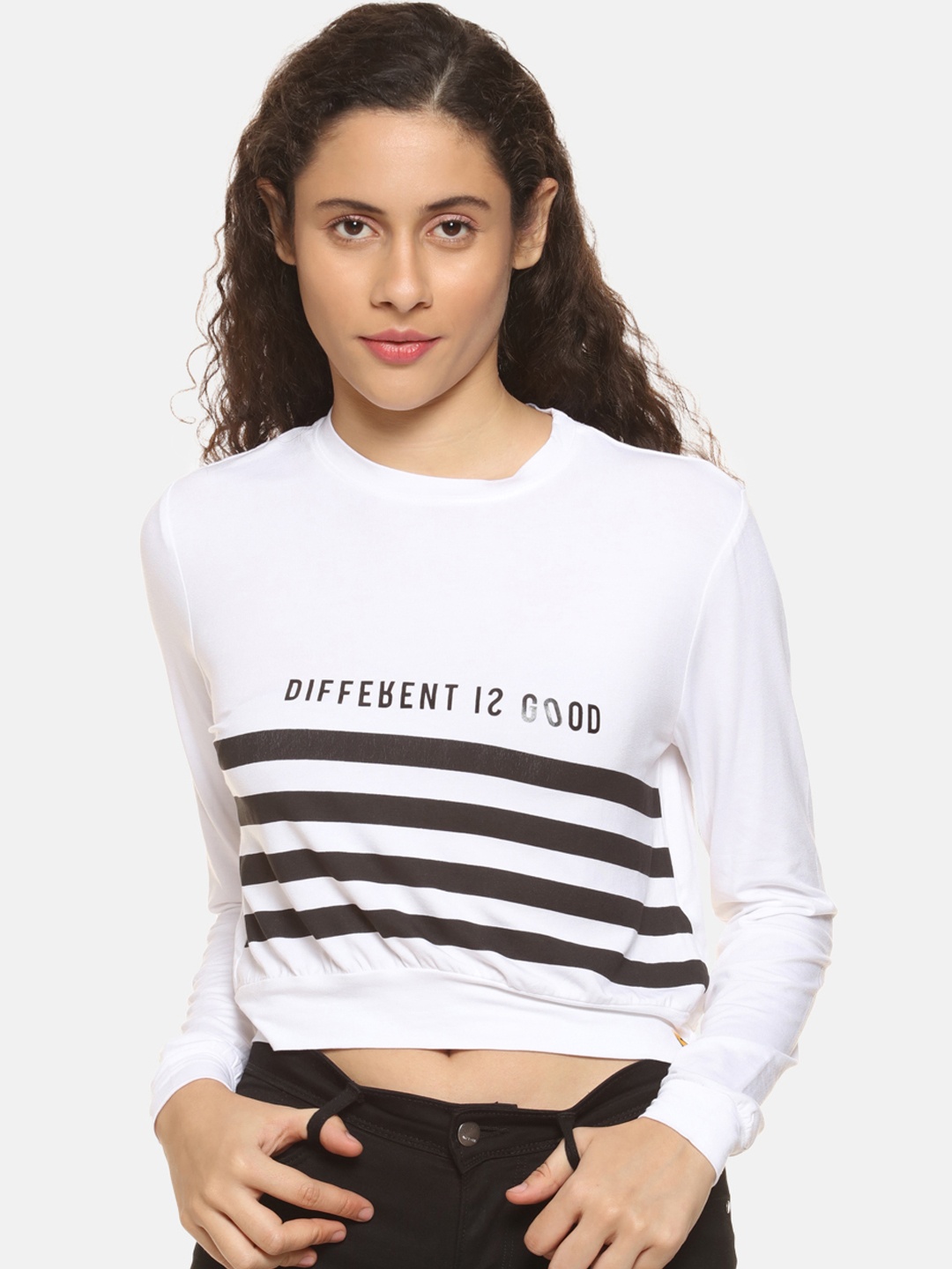 

Campus Sutra Women White Striped Top