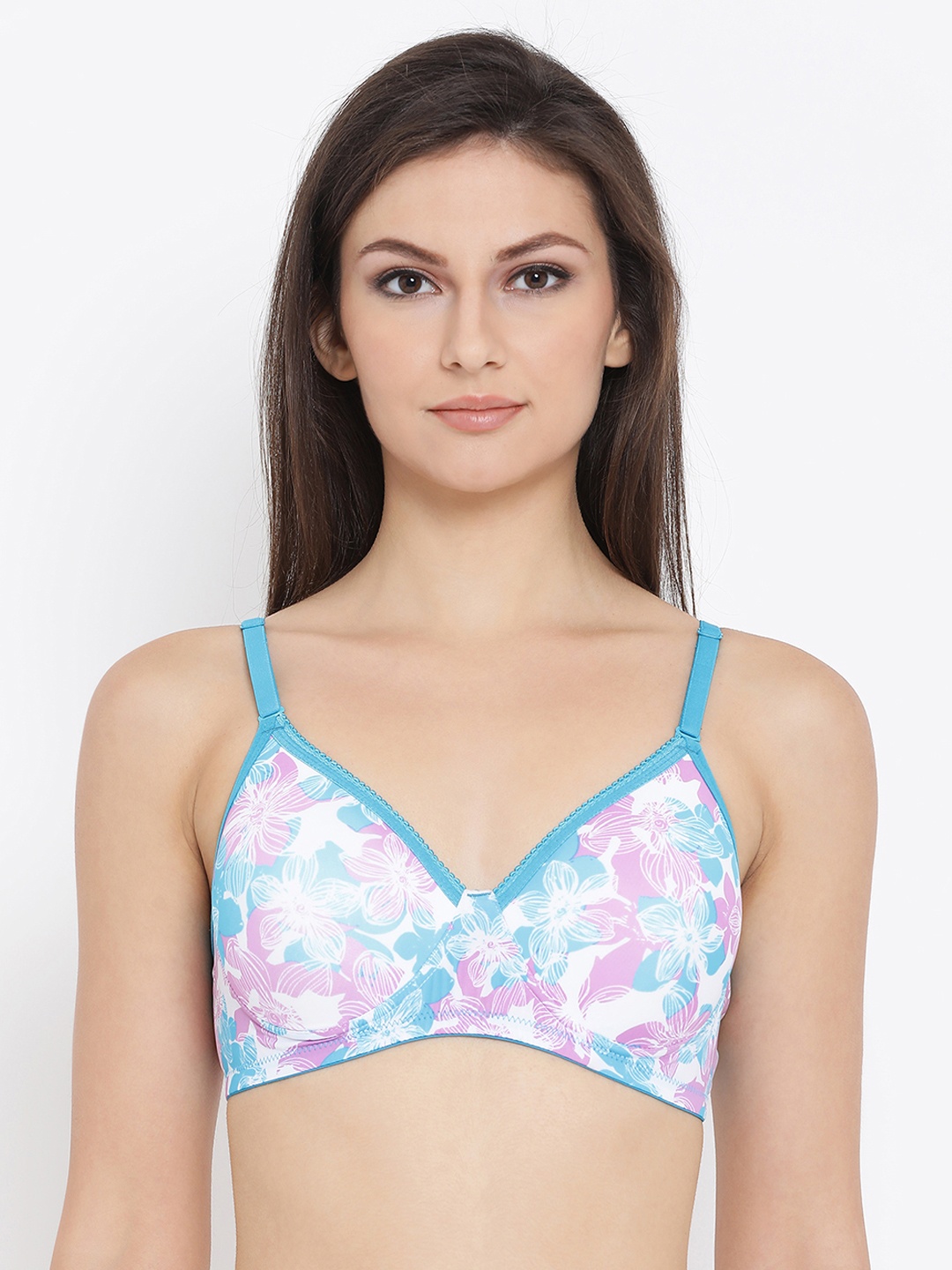 

Clovia Padded Non-Wired Floral Print T-Shirt Bra, White