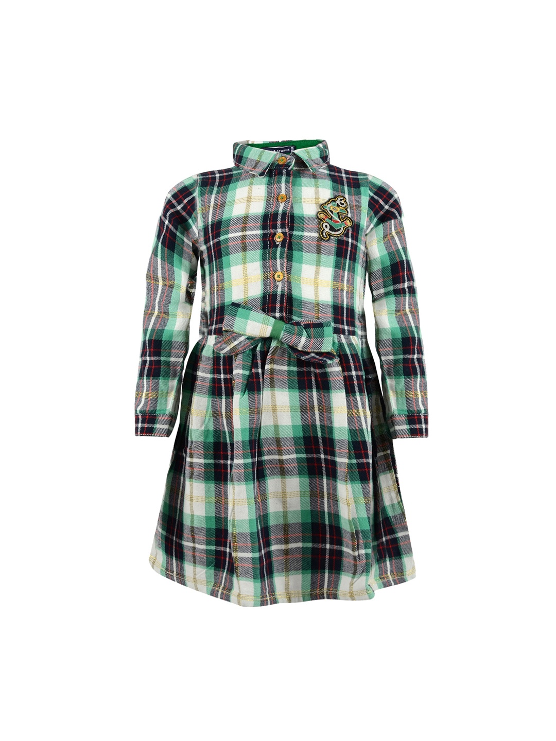

TALES & STORIES Girls Green Checked Shirt Dress