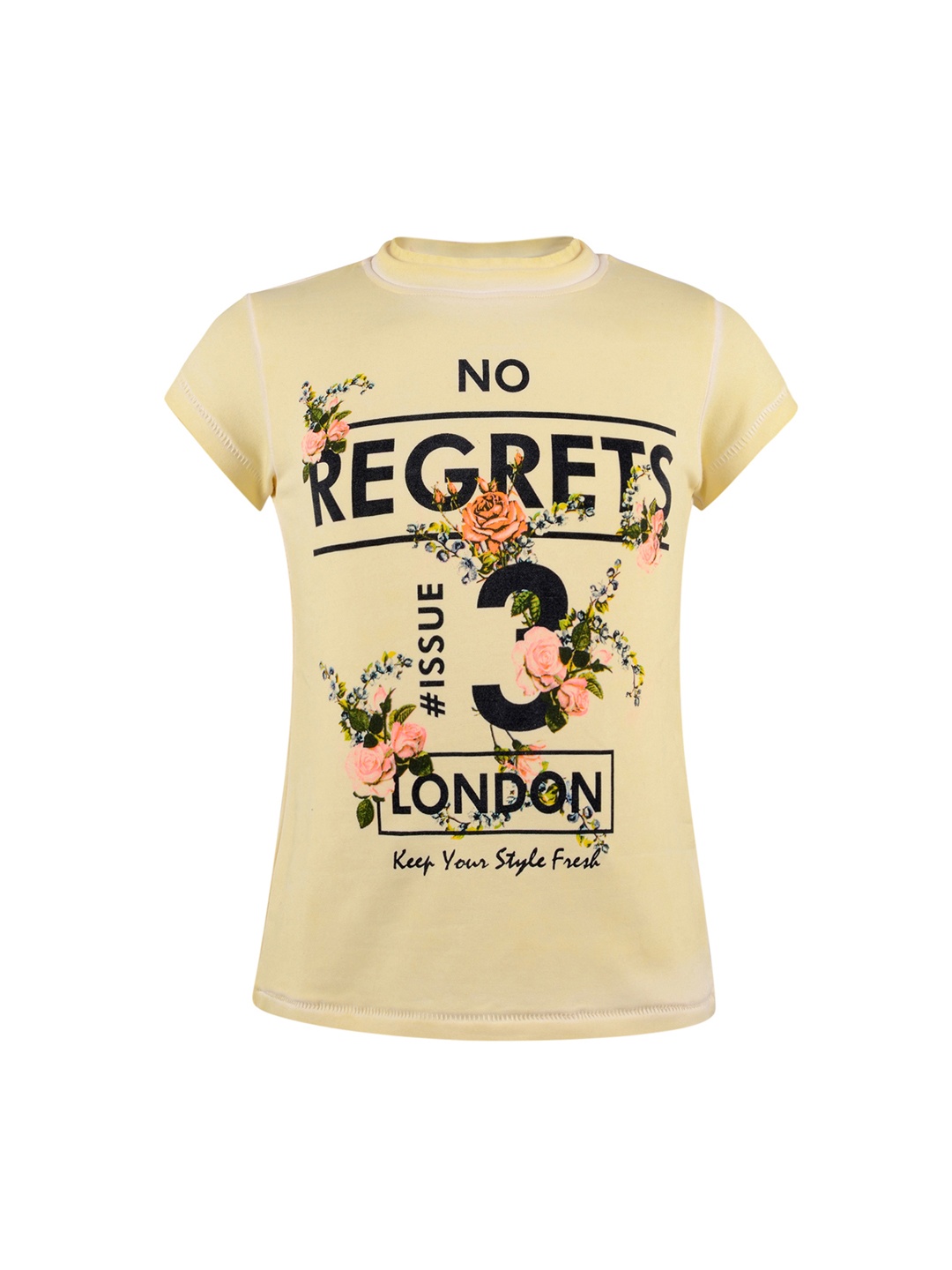 

TALES & STORIES Girls Beige Printed Round Neck T-shirt