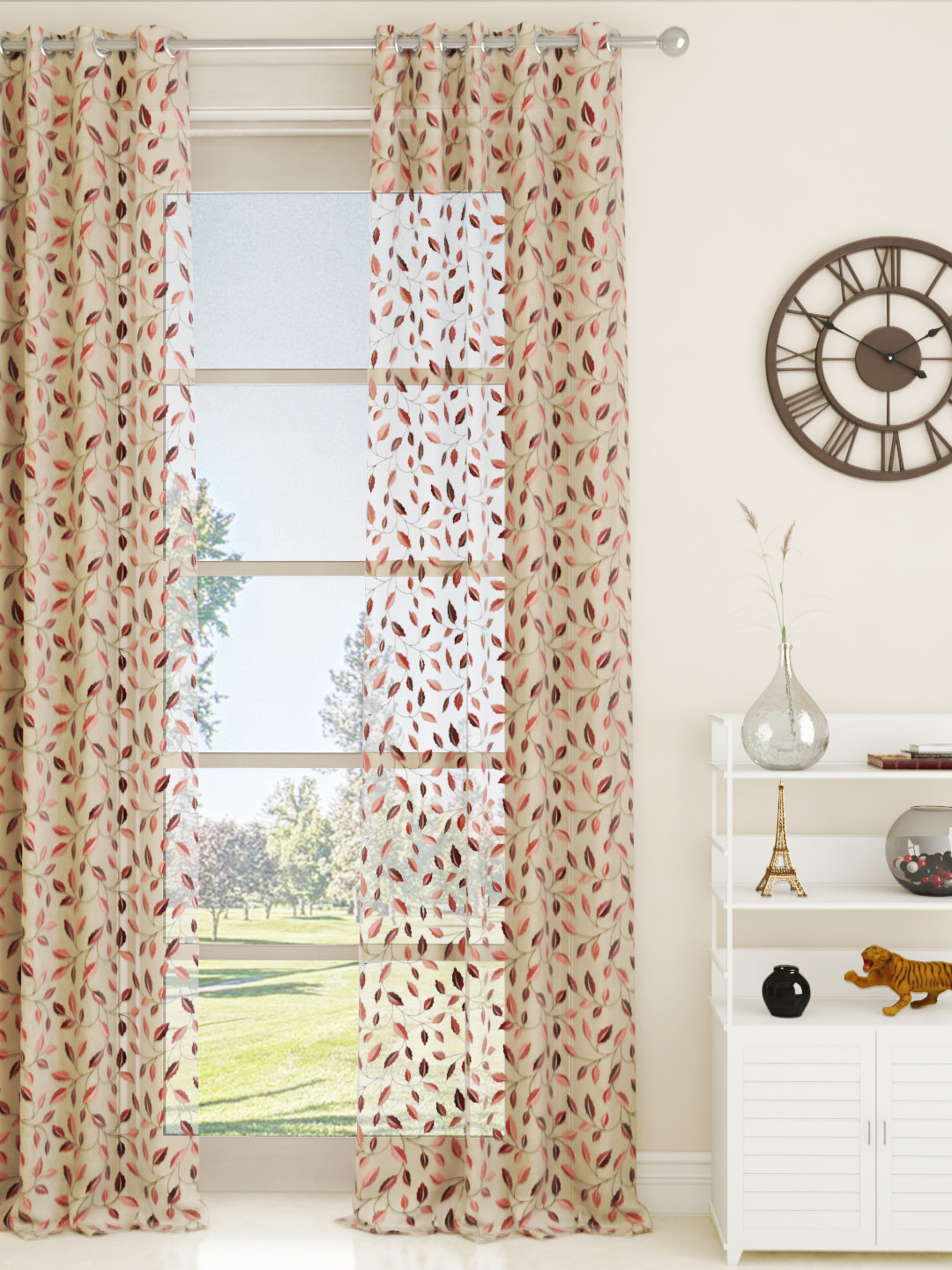 

GM White & Maroon Single Door Curtain