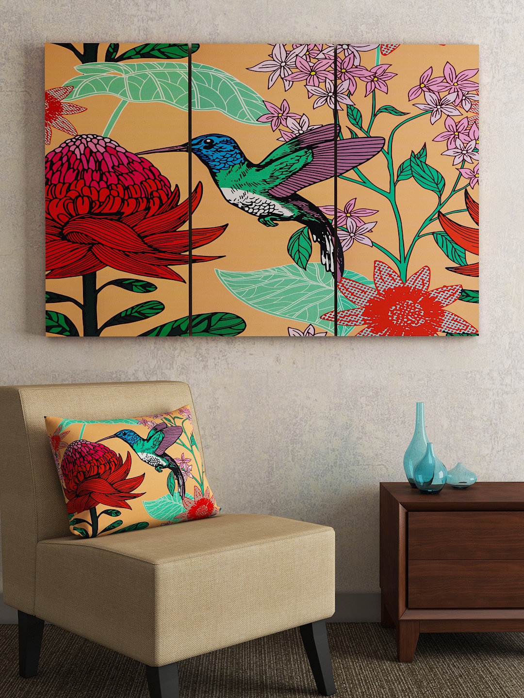 

SEJ by Nisha Gupta Set of 3 Multicoloured Framed Wall Paintings, Multi
