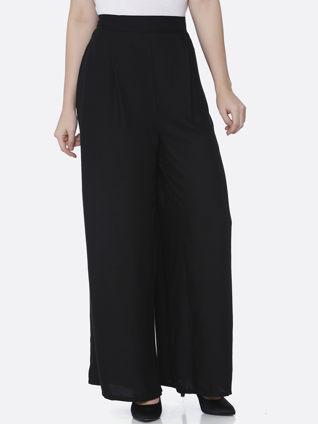 

shiloh Women Black Flared Solid Palazzos