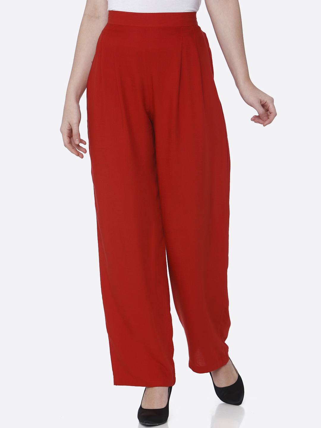 

shiloh Women Red Straight Solid Palazzos