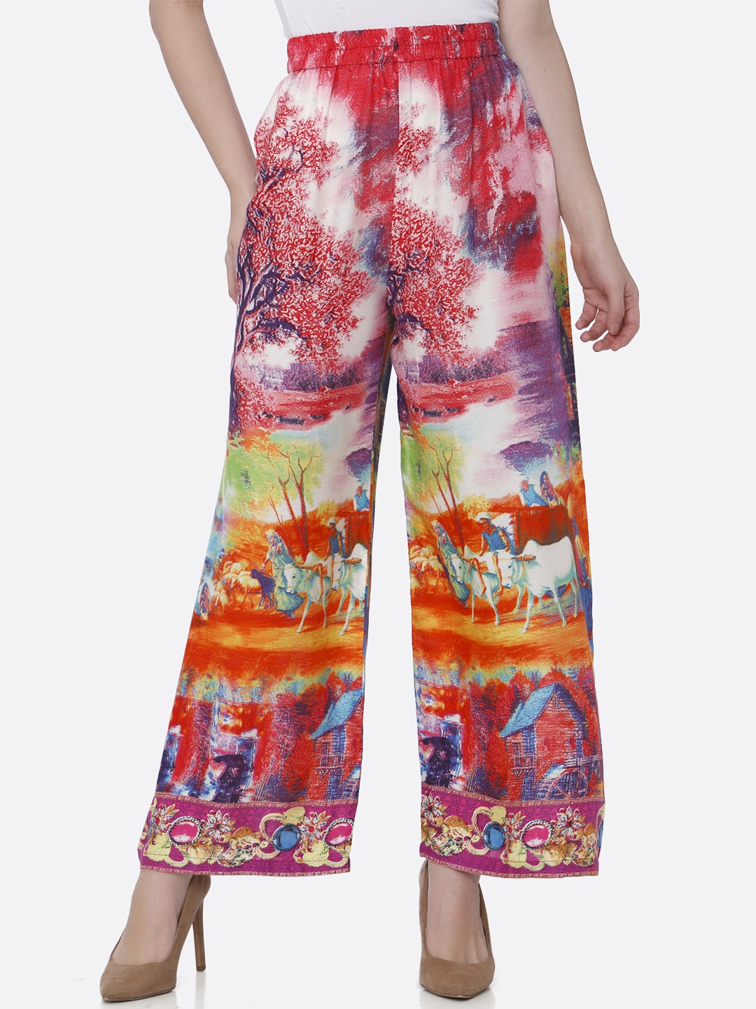 

shiloh Women Multicoloured Printed Straight Palazzos, Multi