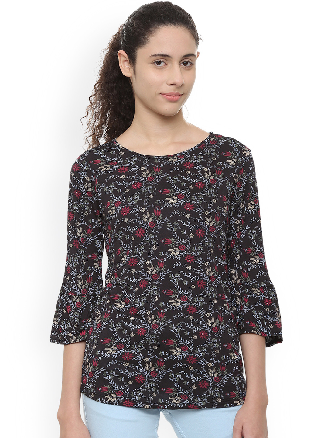 

People Women Black Printed Top
