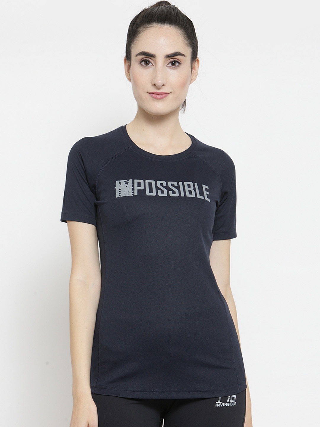 

Invincible Women Black Printed Round Neck T-shirt