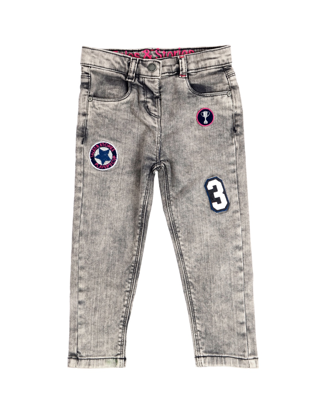 

TALES & STORIES Girls Grey Slim Fit Mid-Rise Clean Look Jeans