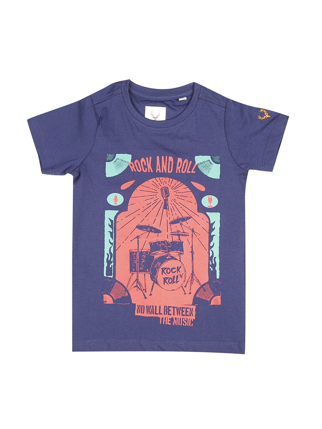 

Allen Solly Junior Boys Blue Printed Round Neck Pure Cotton T-shirt