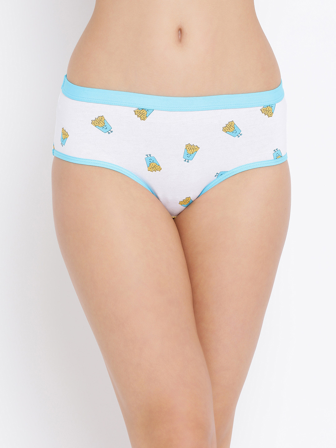 

Clovia Women White & Blue Printed Mid-Rise Hipster Briefs PN3139A18XL