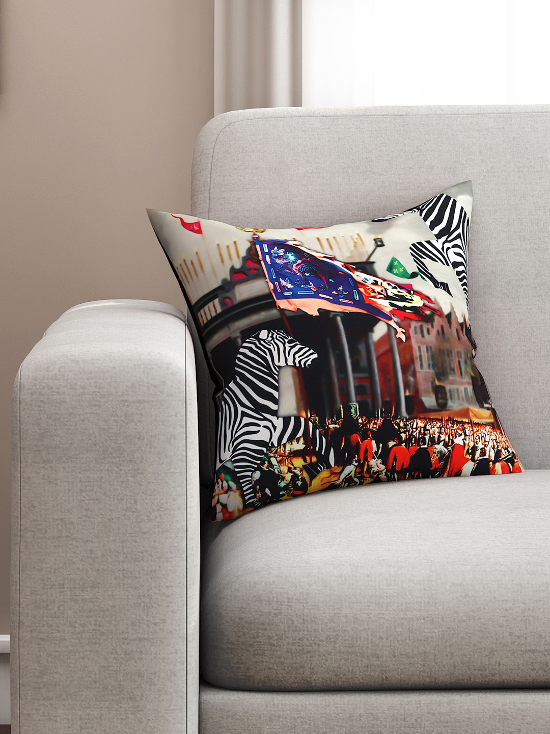 SEJ by Nisha Gupta White Single Abstract Square Cushion Covers