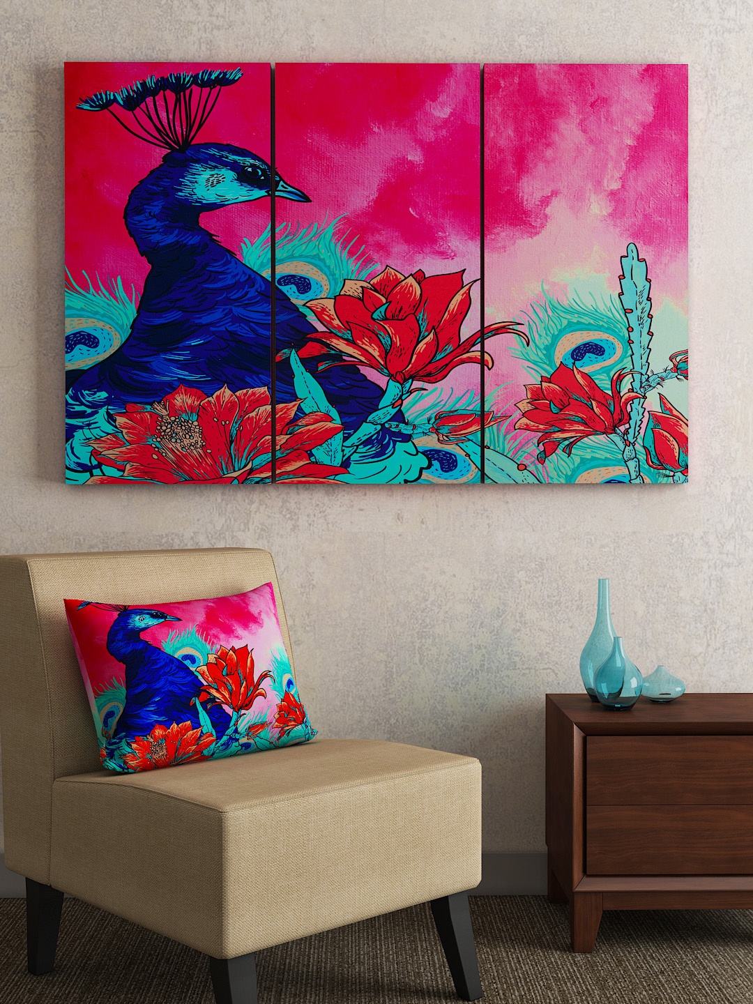 

SEJ by Nisha Gupta Set of 3 Multicoloured Framed Wall Paintings, Multi