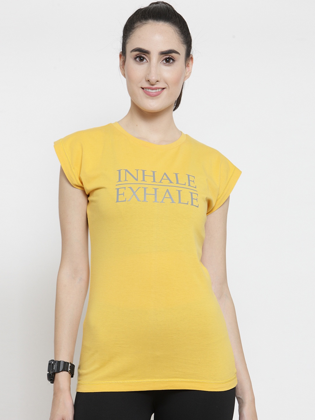 

Invincible Women Fitted Inhale/Exhale T-Shirt, Yellow
