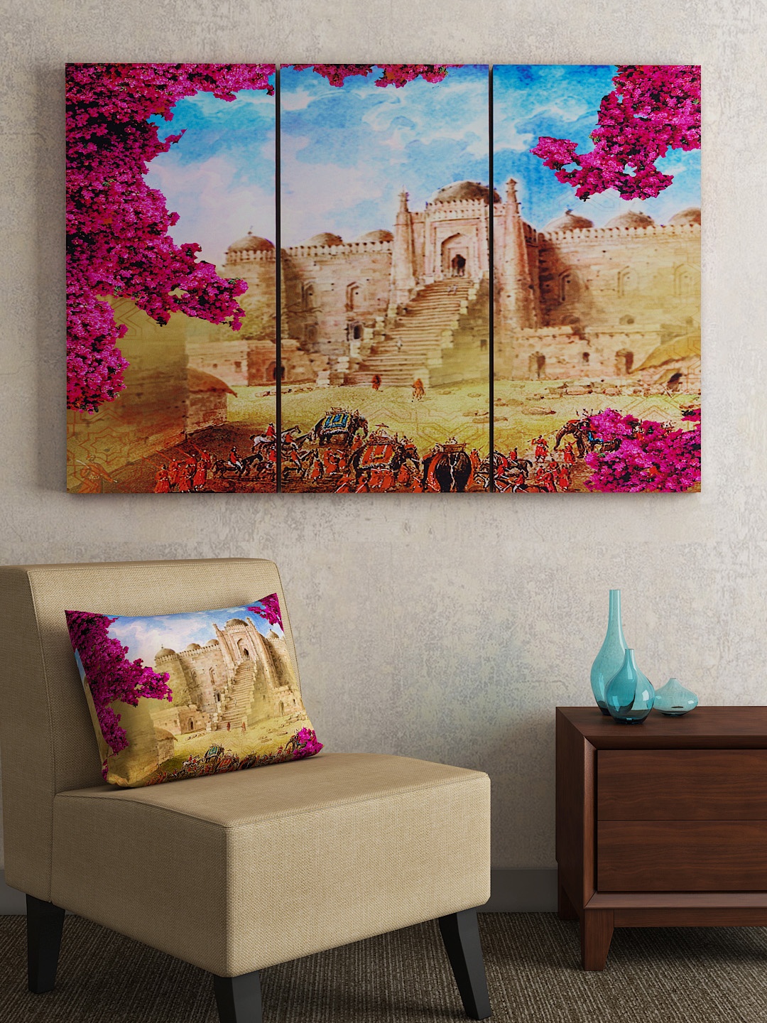 SEJ by Nisha Gupta Set of 3 Multicoloured Framed Wall Paintings, Multi