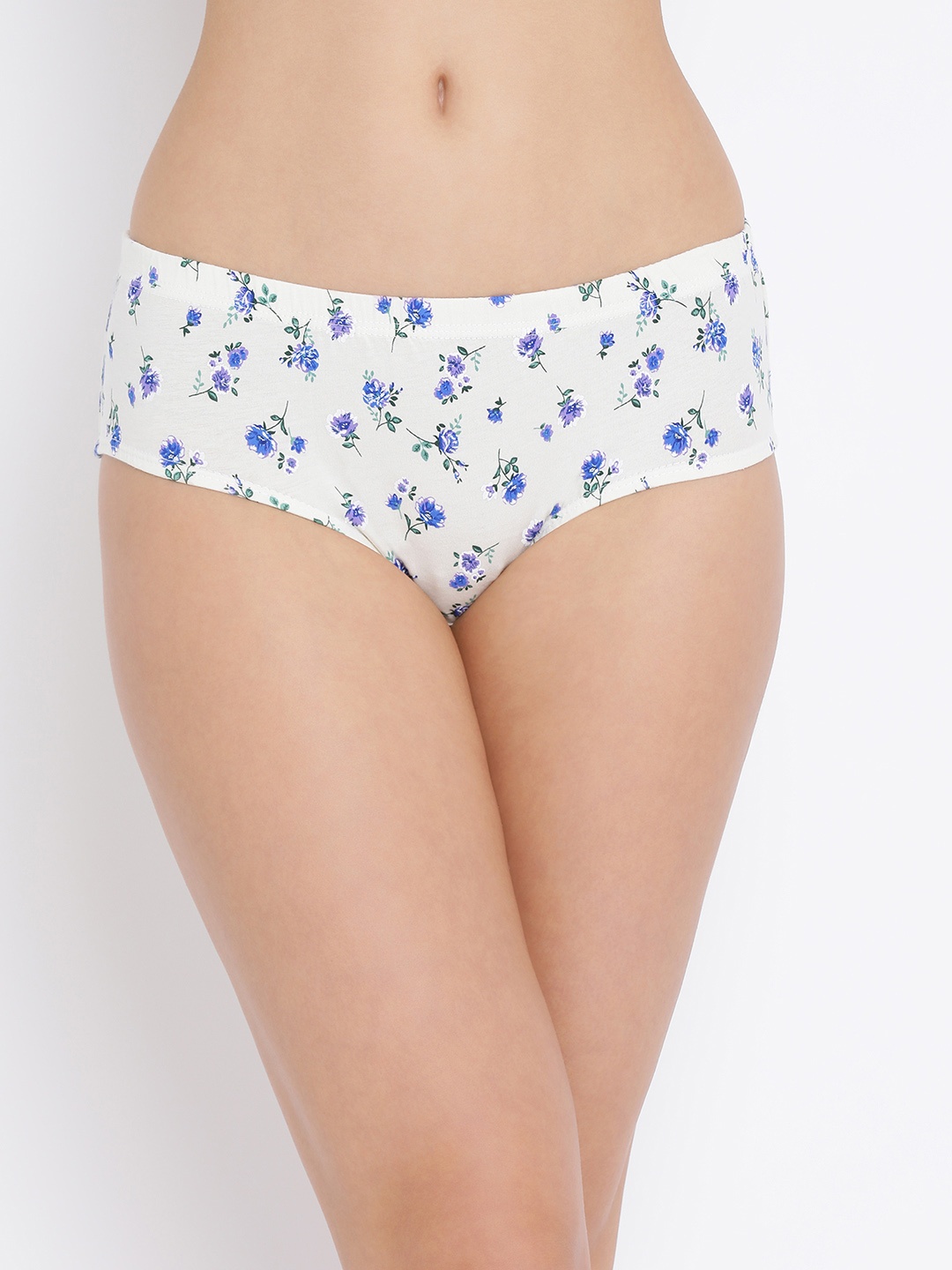 

Clovia Women White & Blue Printed Hipster Briefs PN3227A18XL, Off white