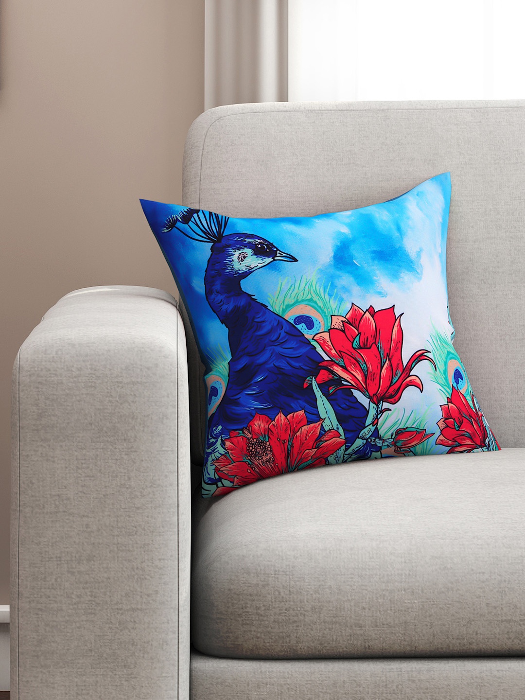 

SEJ by Nisha Gupta Blue Single Abstract Square Cushion Covers