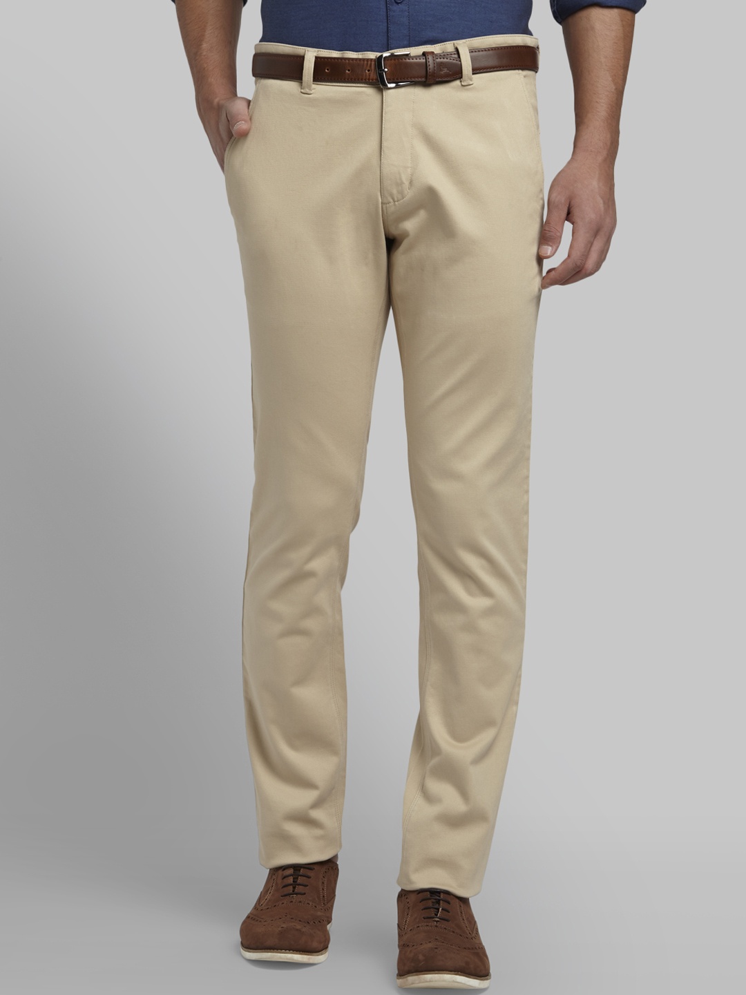

Parx Men Khaki Tapered Fit Self Design Regular Trousers