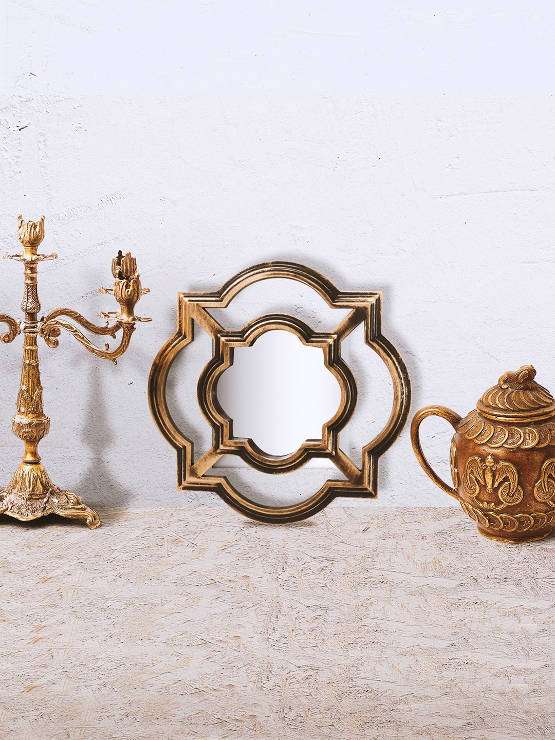 

Art Street Gold-Toned Plastic Wall Mirror