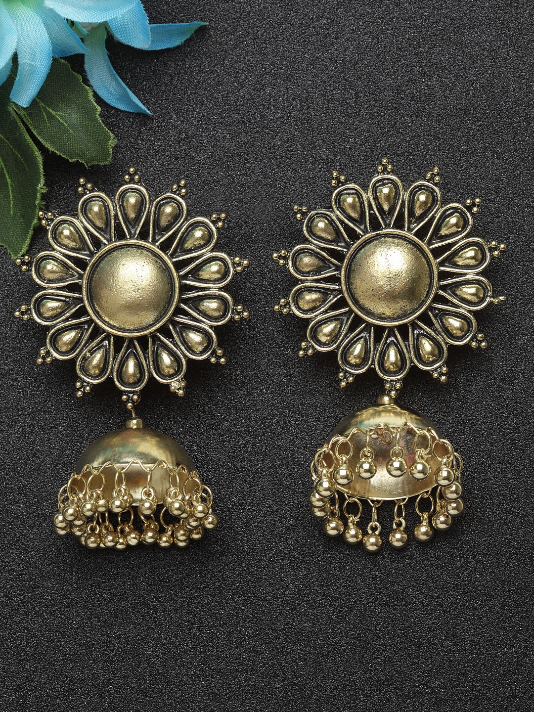 

Moedbuille Gold-Plated Handcrafted Dome Shaped Jhumkas
