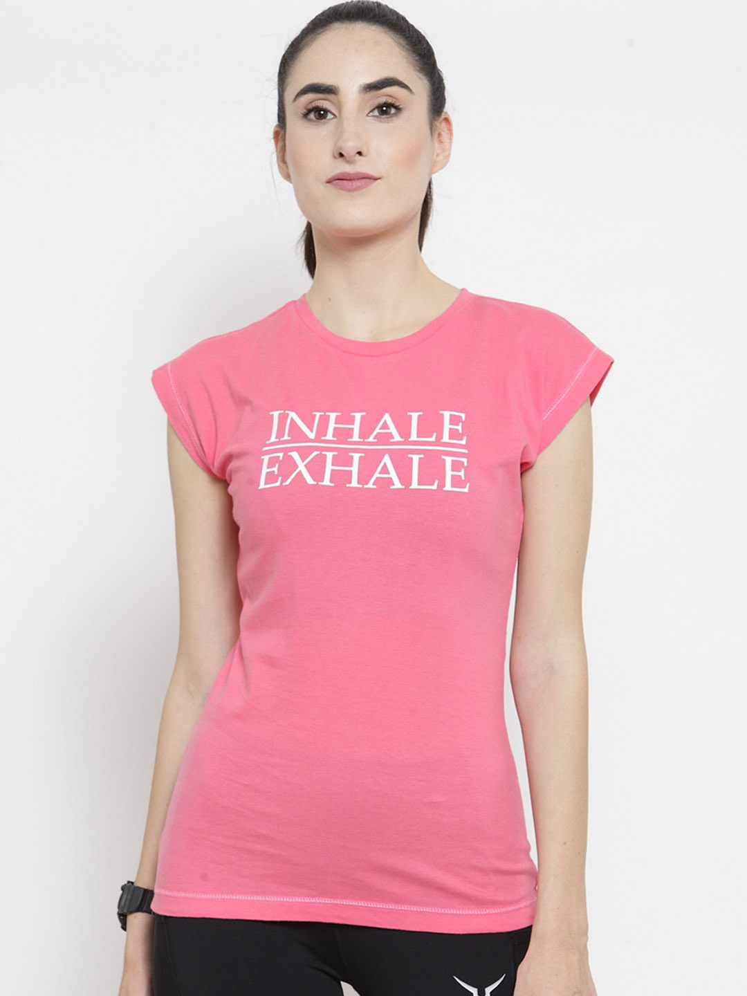 

Invincible Women Fitted Inhale/Exhale T-Shirt, Pink