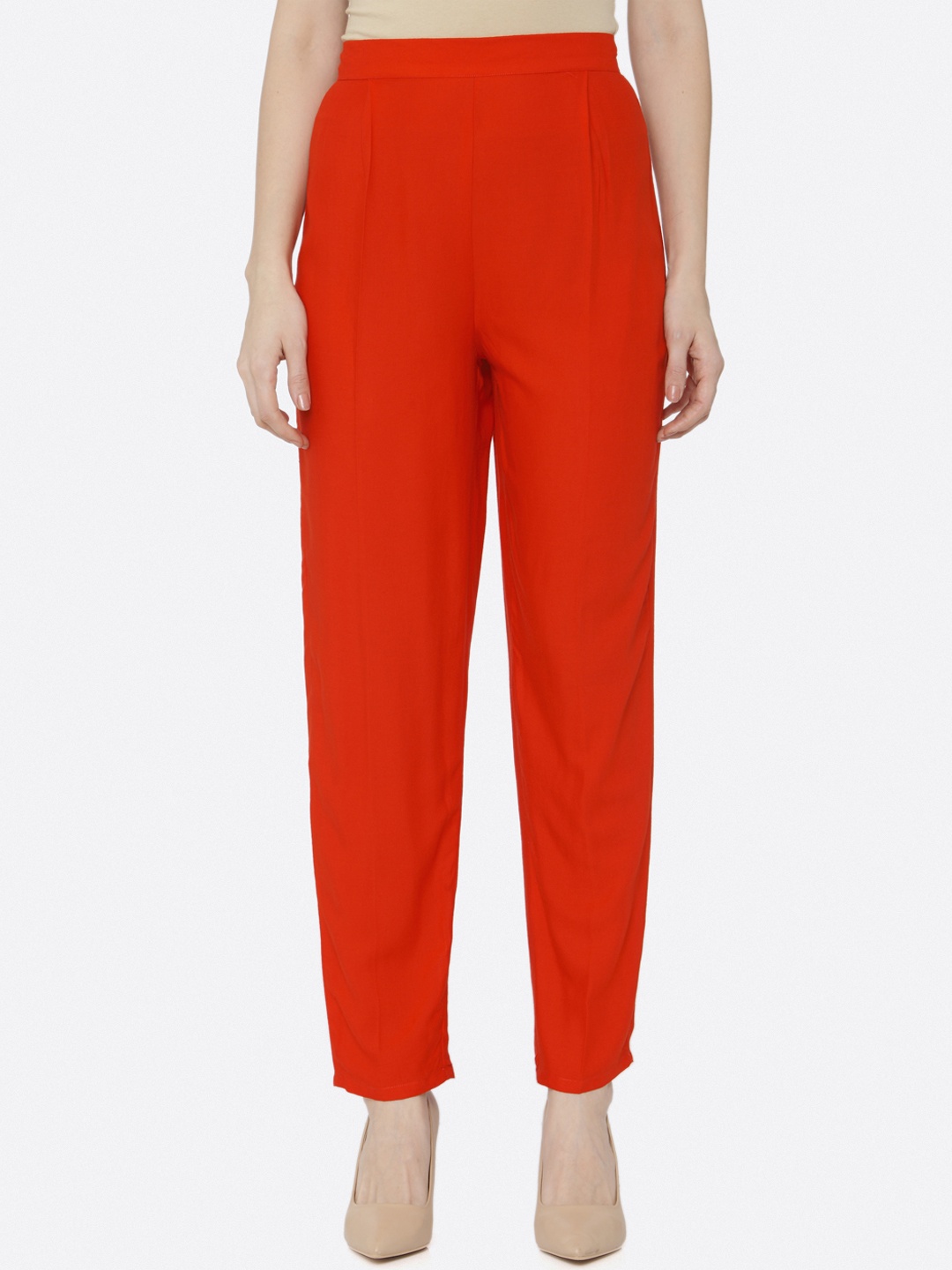 

shiloh Women Orange Regular Fit Solid Peg Trousers