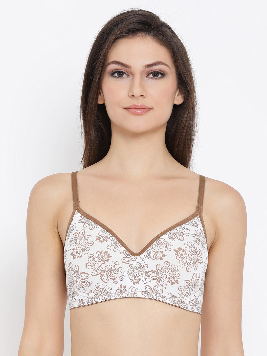 

Clovia Padded Non-Wired Printed T-Shirt Bra, White