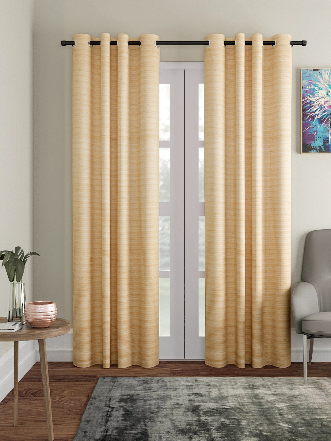 

Soumya Beige Printed Room Darkening Door Curtain