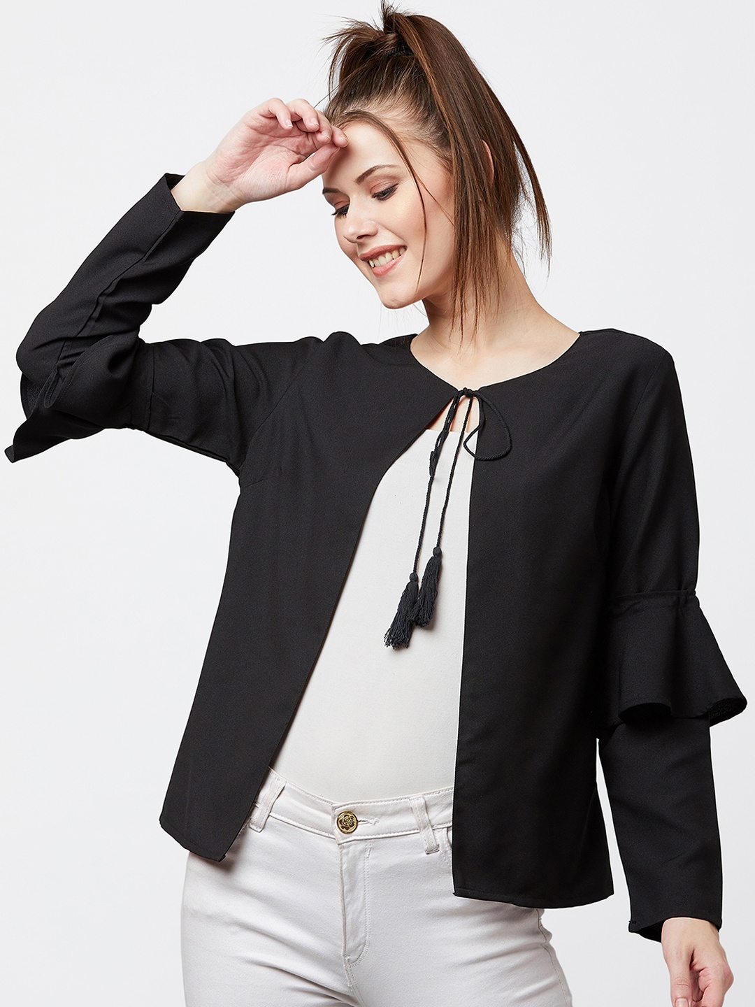 

RARE Black Solid Tie-Up Shrug
