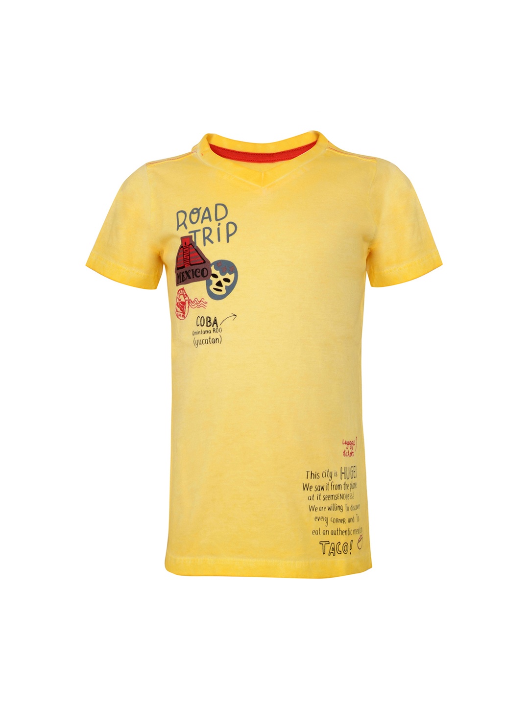 

TALES & STORIES Boys Yellow Printed Round Neck T-shirt