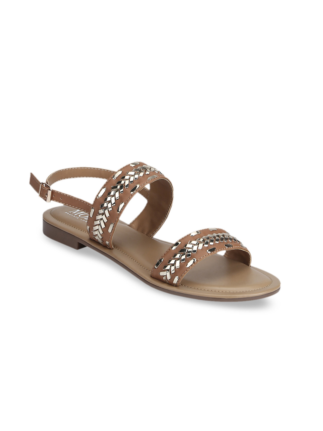 

Mode by Red Tape Women Tan Woven Design Open Toe Flats