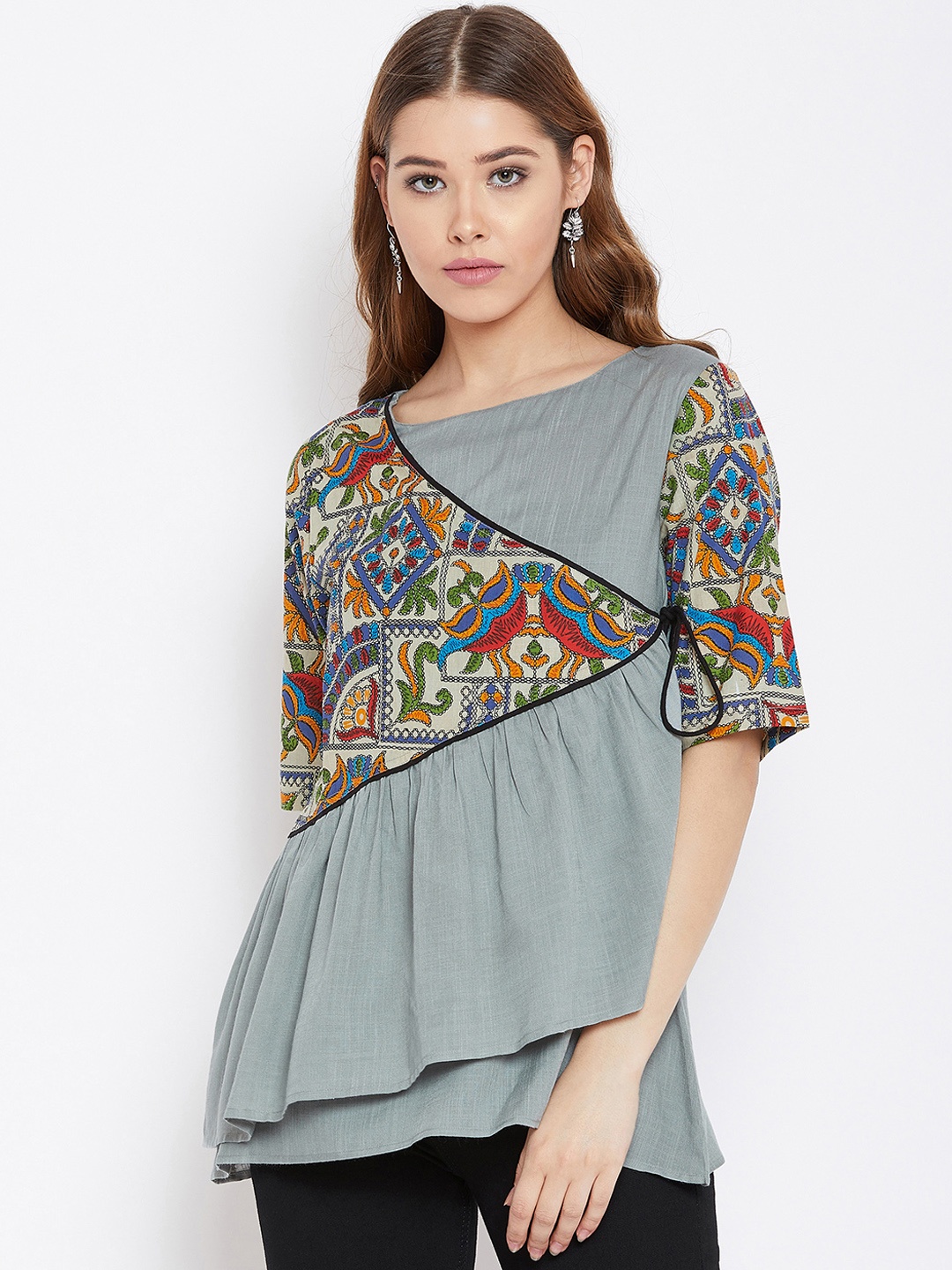 PANIT Grey & Grey Solid Tunic