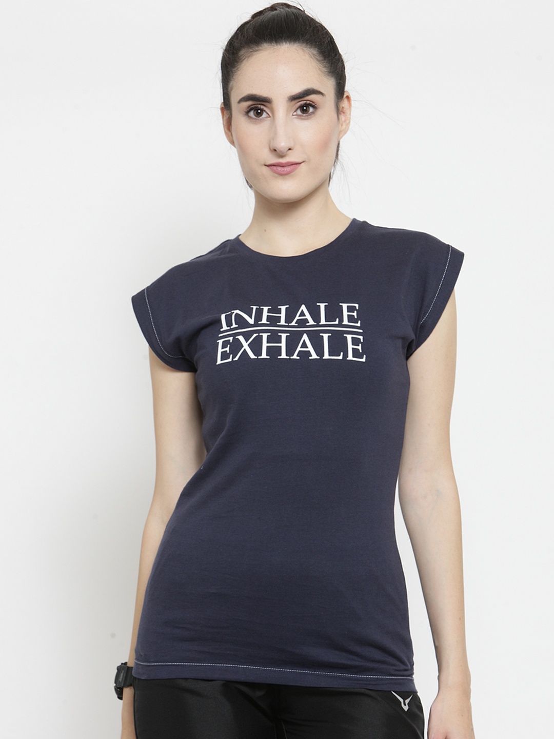 

Invincible Women Fitted Inhale/Exhale T-Shirt, Navy blue