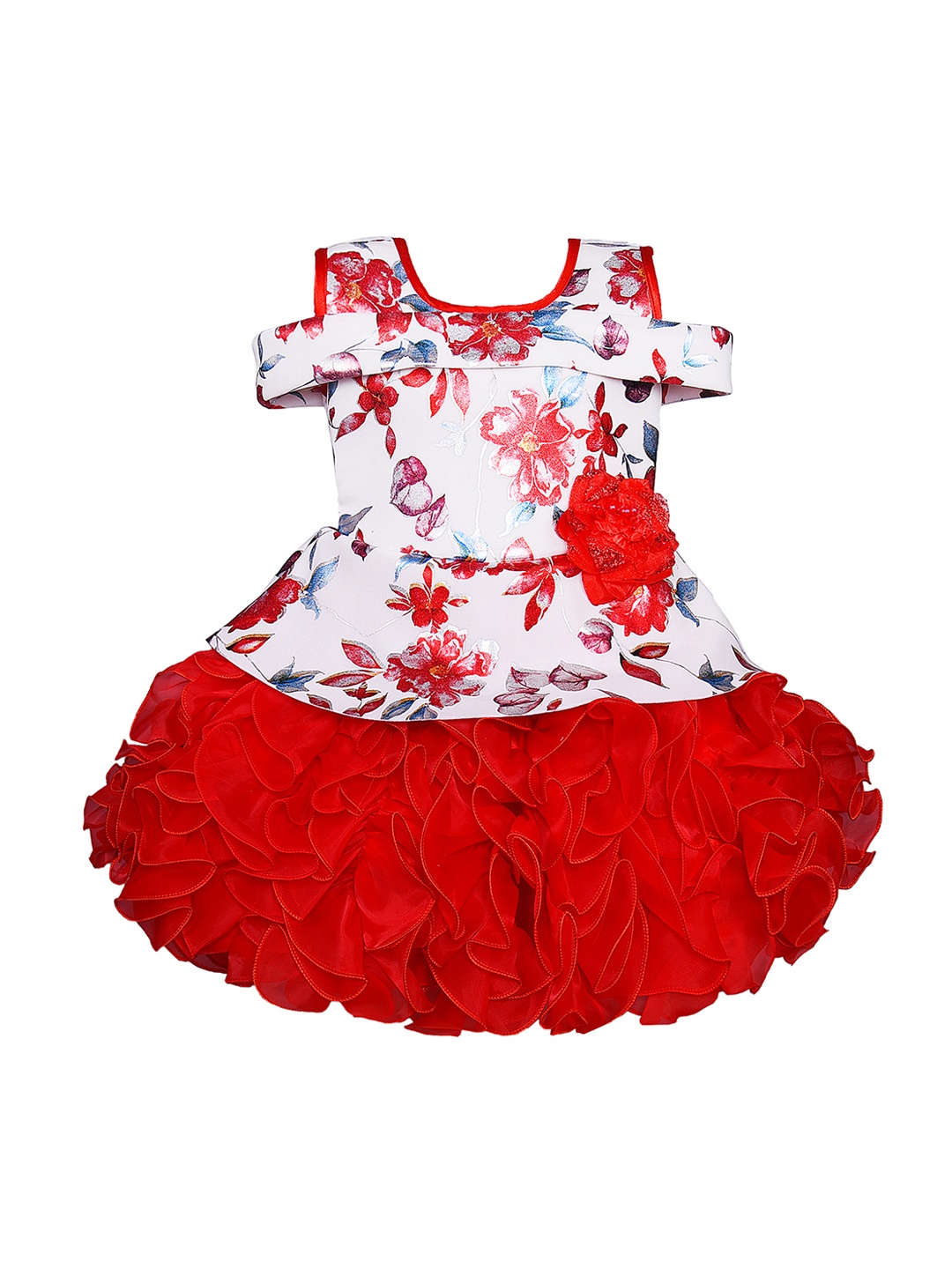 

Wish Karo Girls Red Printed Fit and Flare Dress