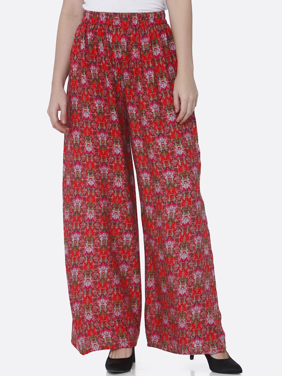 

shiloh Women Red Printed Straight Palazzos