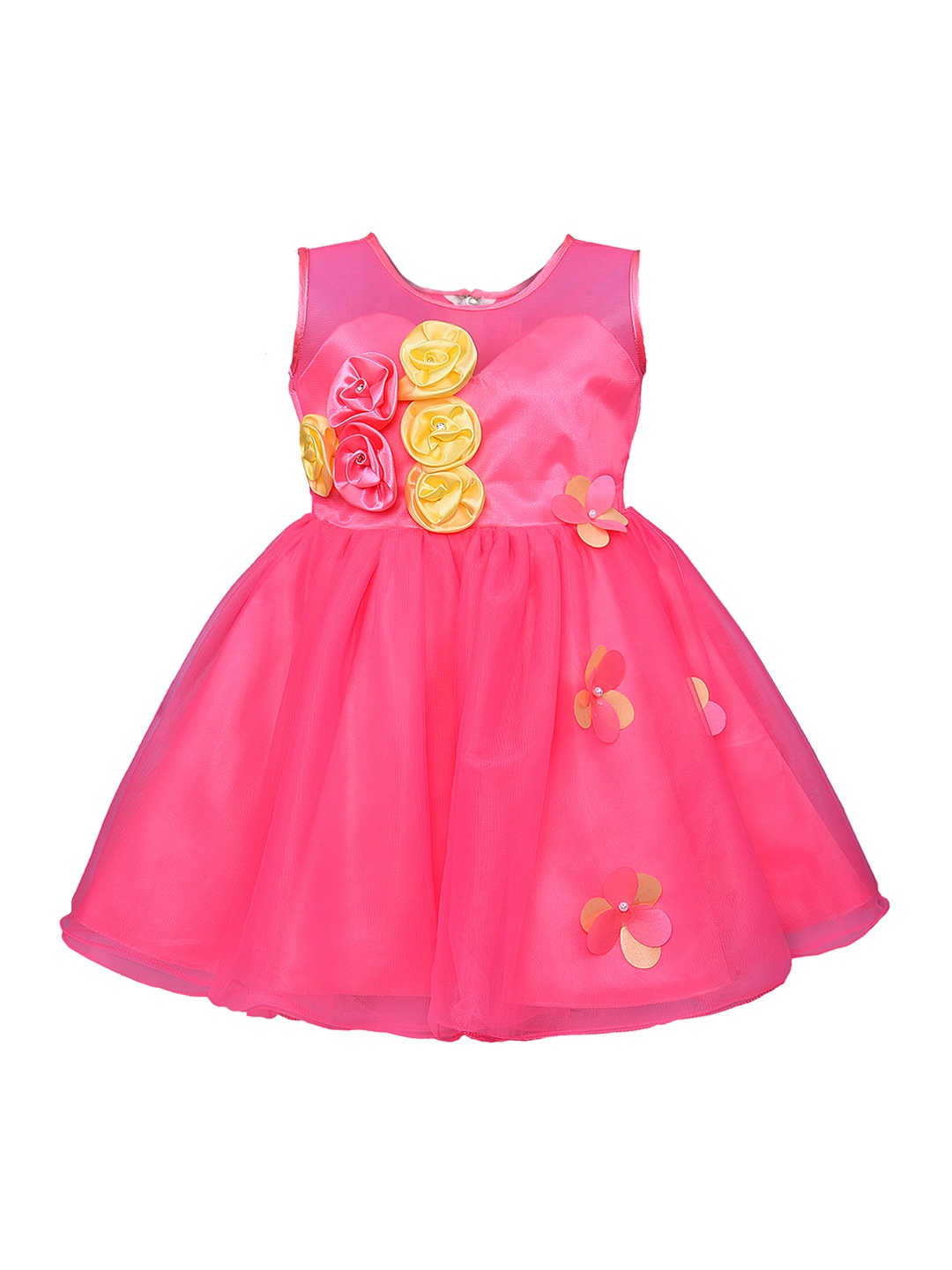 

Wish Karo Girls Pink Embellished Fit and Flare Dress