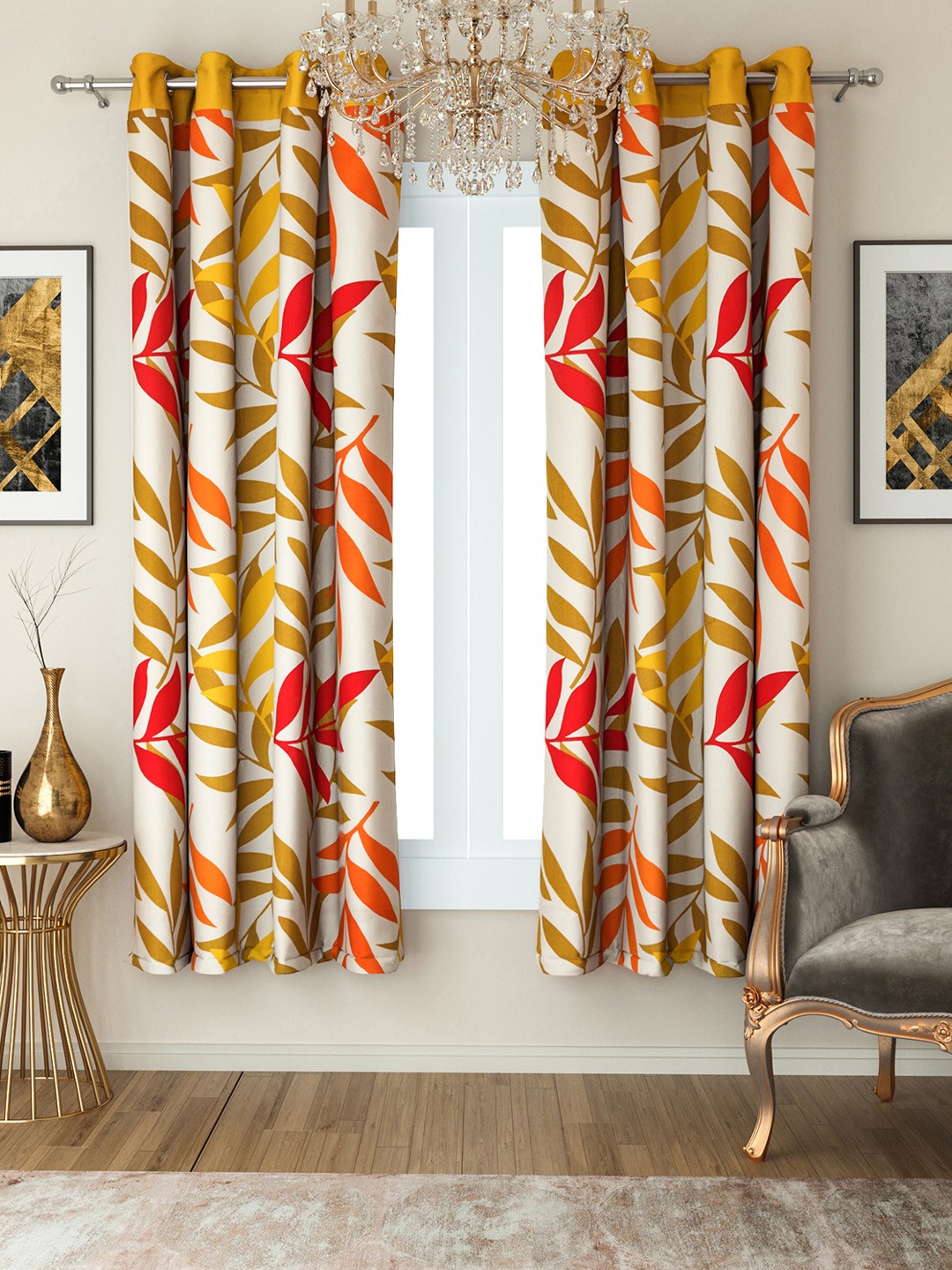 

SWAYAM Set of 2 Window Curtains, Yellow