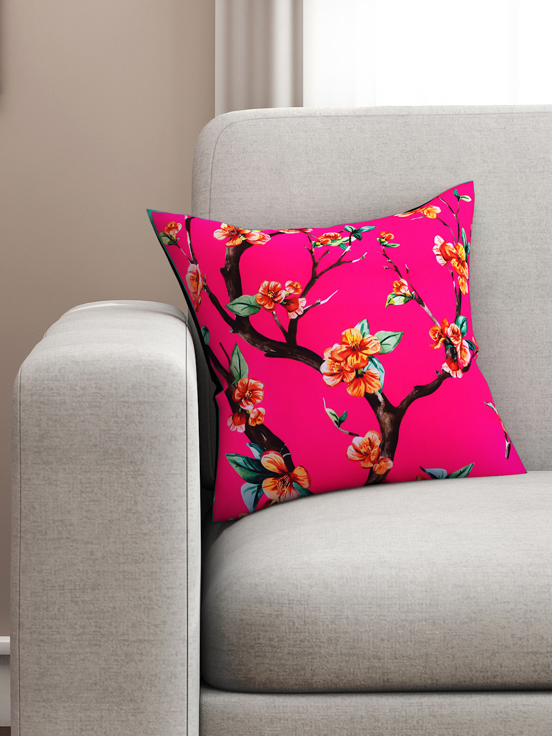 

SEJ by Nisha Gupta Pink Single Floral Square Cushion Covers