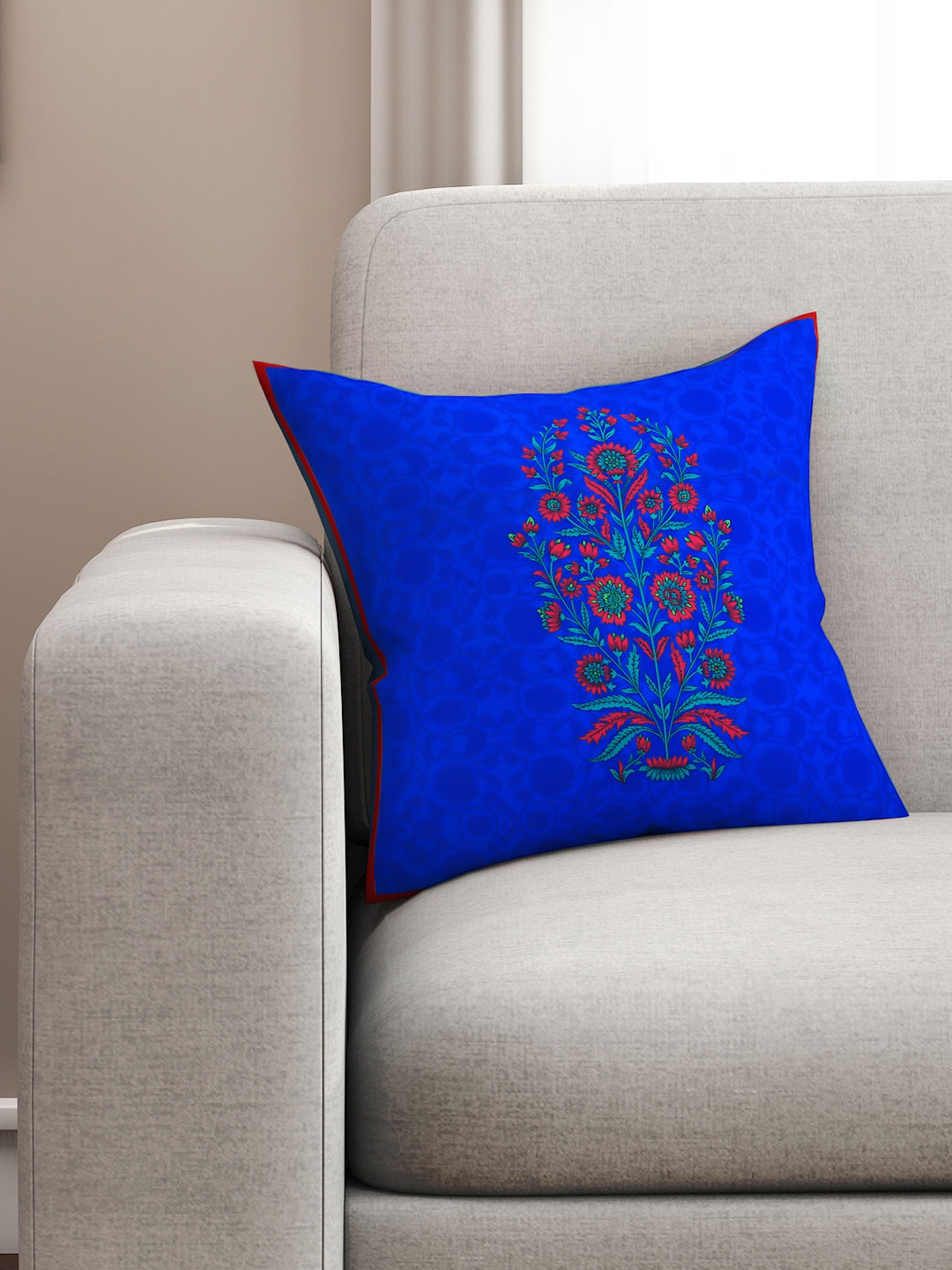 

SEJ by Nisha Gupta Blue Set of Single Ethnic Motifs Square Cushion Covers