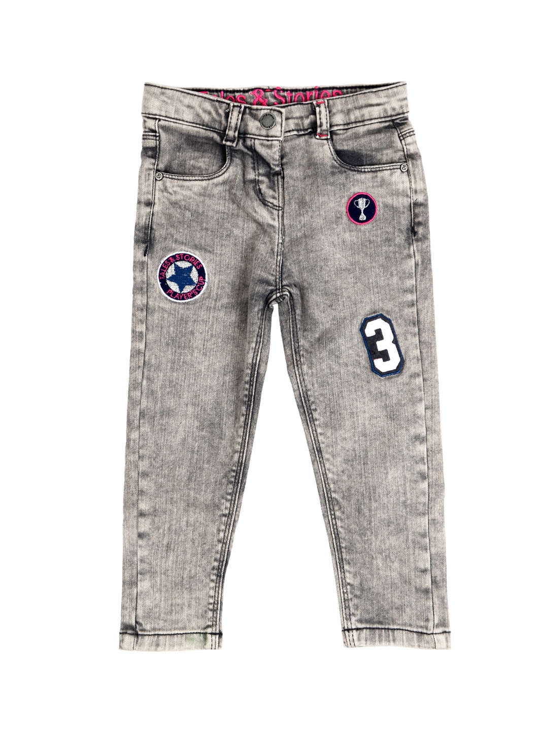 

TALES & STORIES Girls Grey Slim Fit Mid-Rise Clean Look Jeans