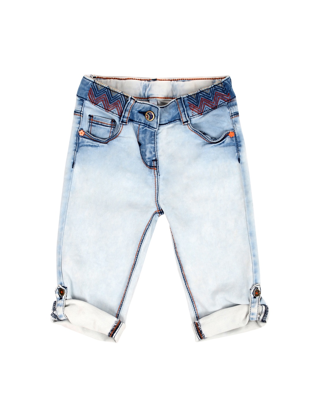 

TALES & STORIES Girls Blue Solid Slim Fit Capris