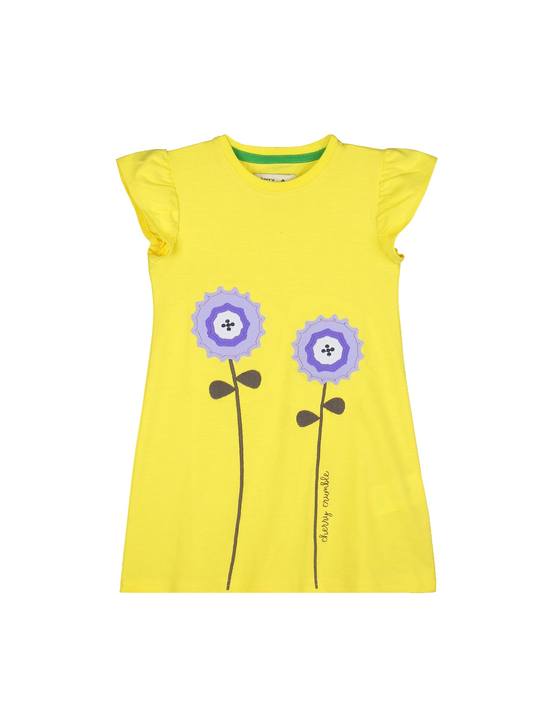 Cherry Crumble Girls Yellow Printed T-shirt Dress