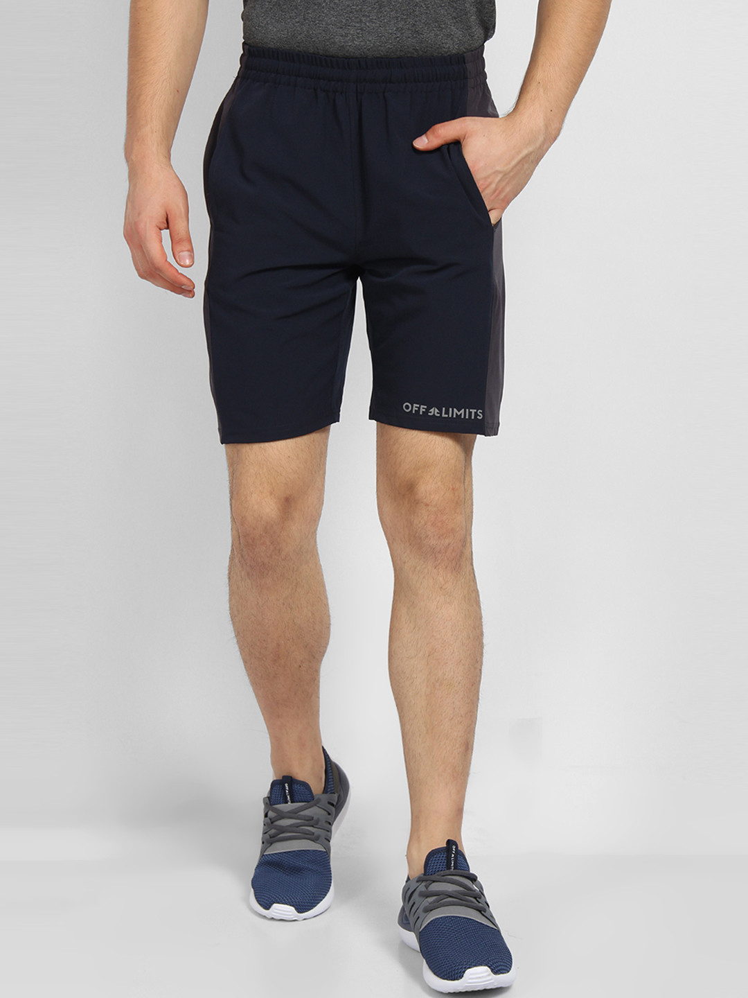 

OFF LIMITS Men Navy Blue Solid Regular Fit Sports Shorts