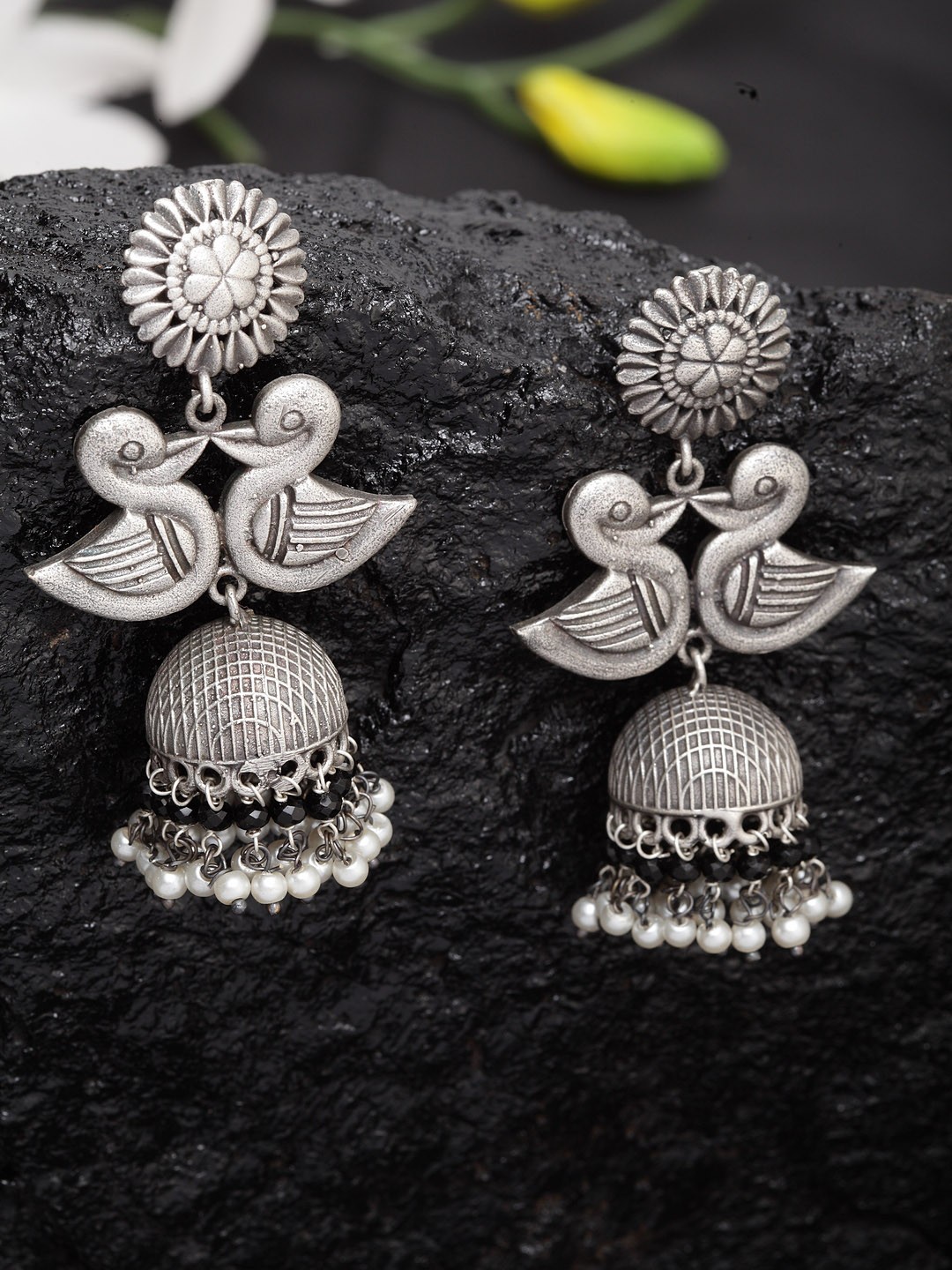 

Moedbuille Silver-Plated Contemporary Jhumkas