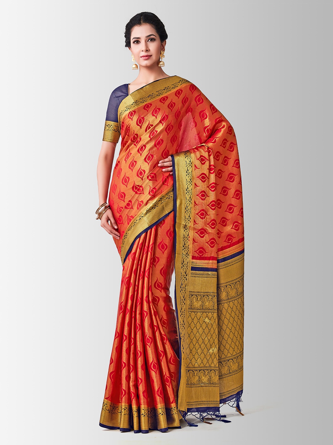 

MIMOSA Red Art Silk Woven Design Kanjeevaram Saree