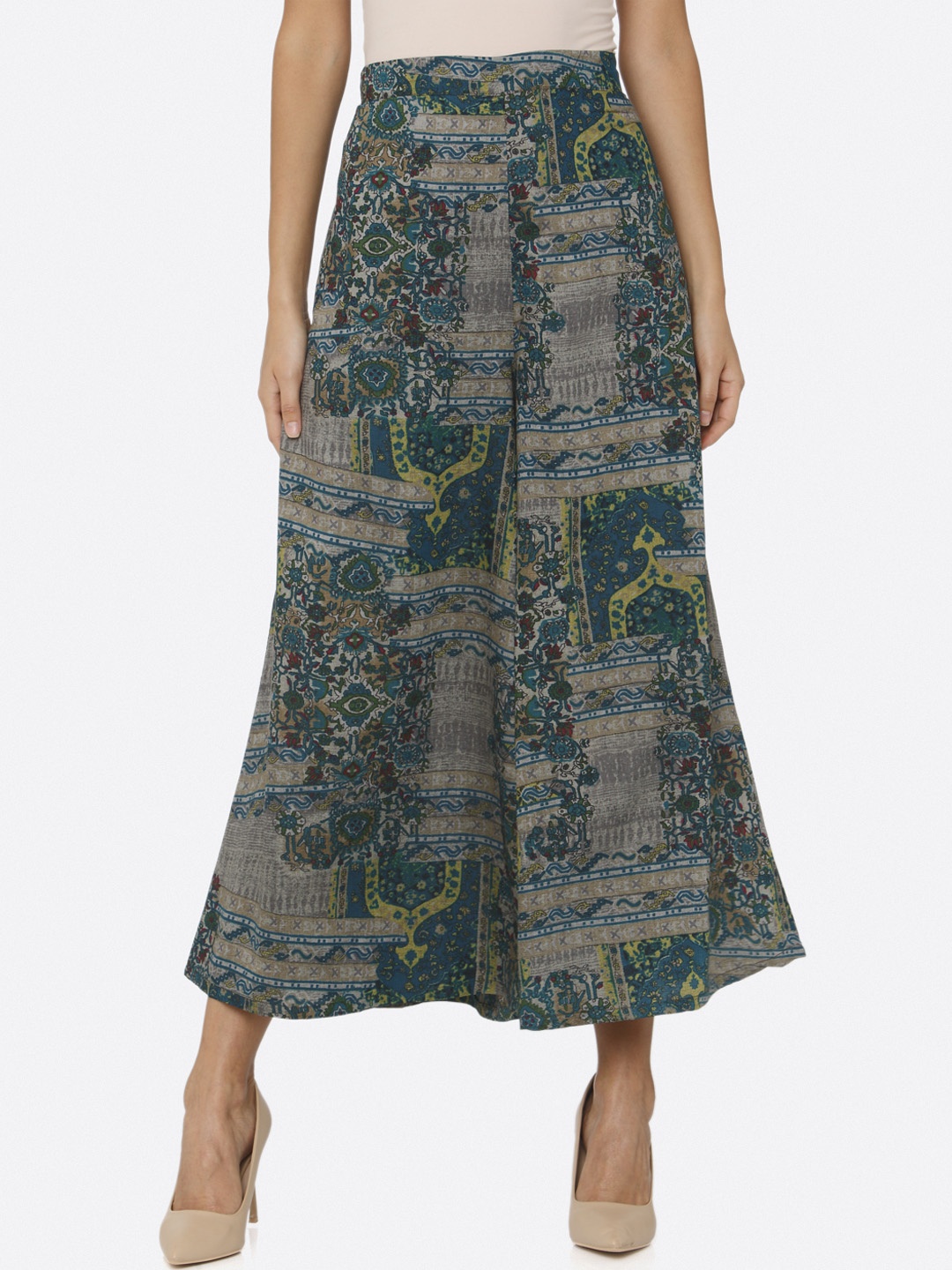 

shiloh Women White Printed Straight Palazzos