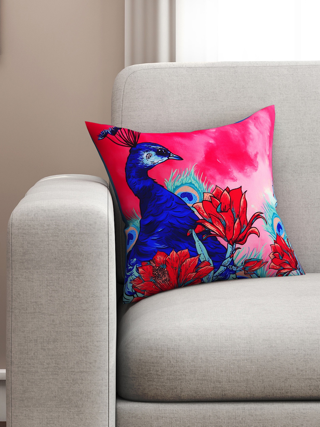SEJ by Nisha Gupta Pink Single Abstract Square Cushion Covers
