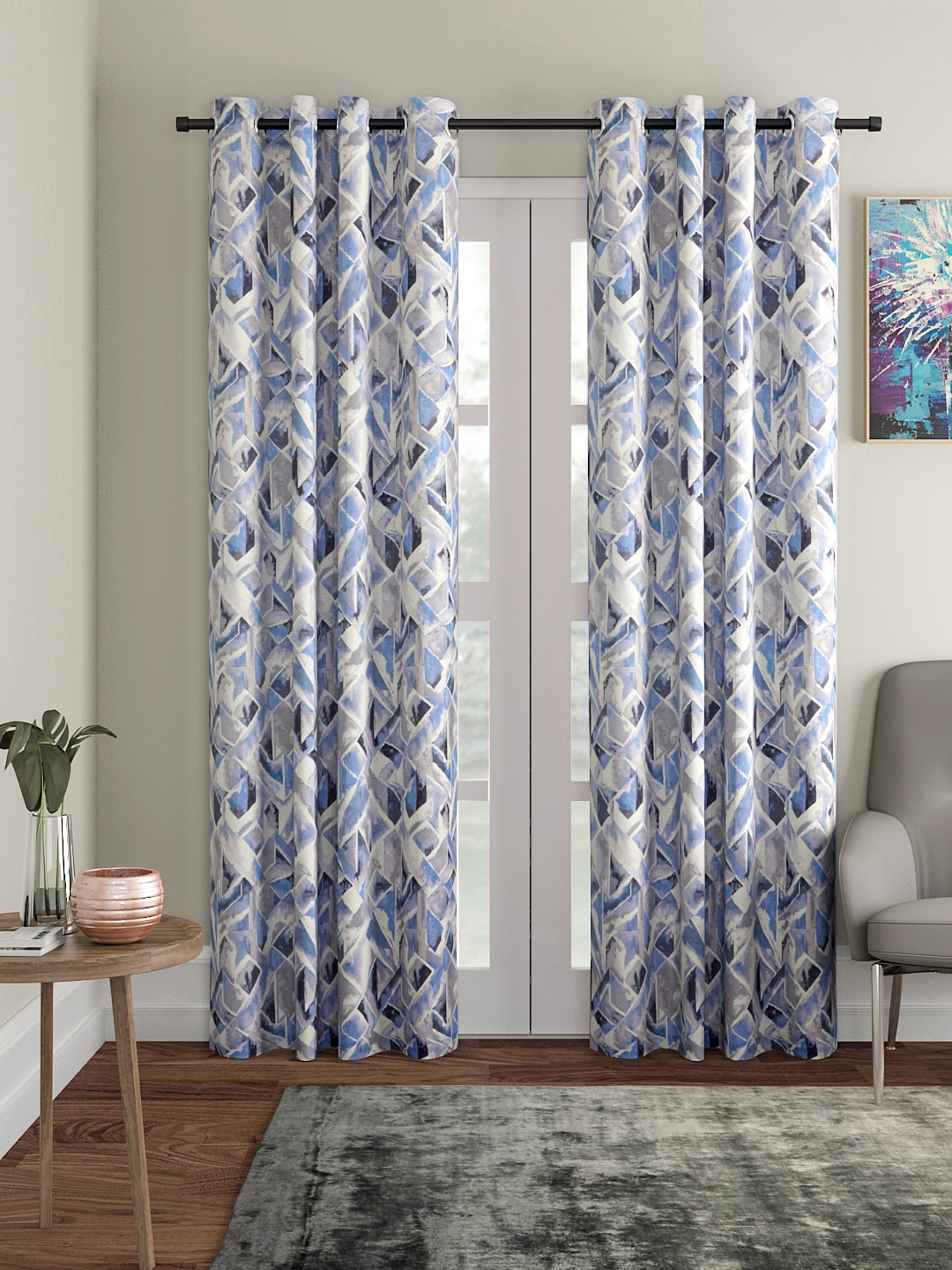 

Soumya Blue Single Door Curtain