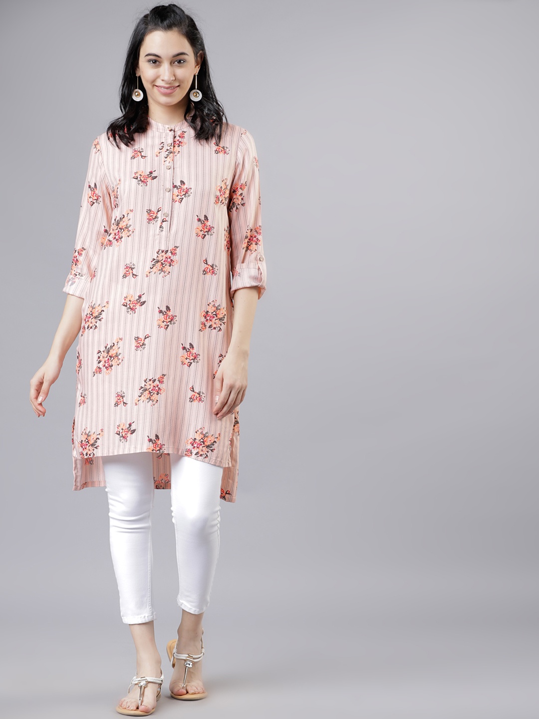 

Vishudh Women Peach-Coloured Printed Tunic