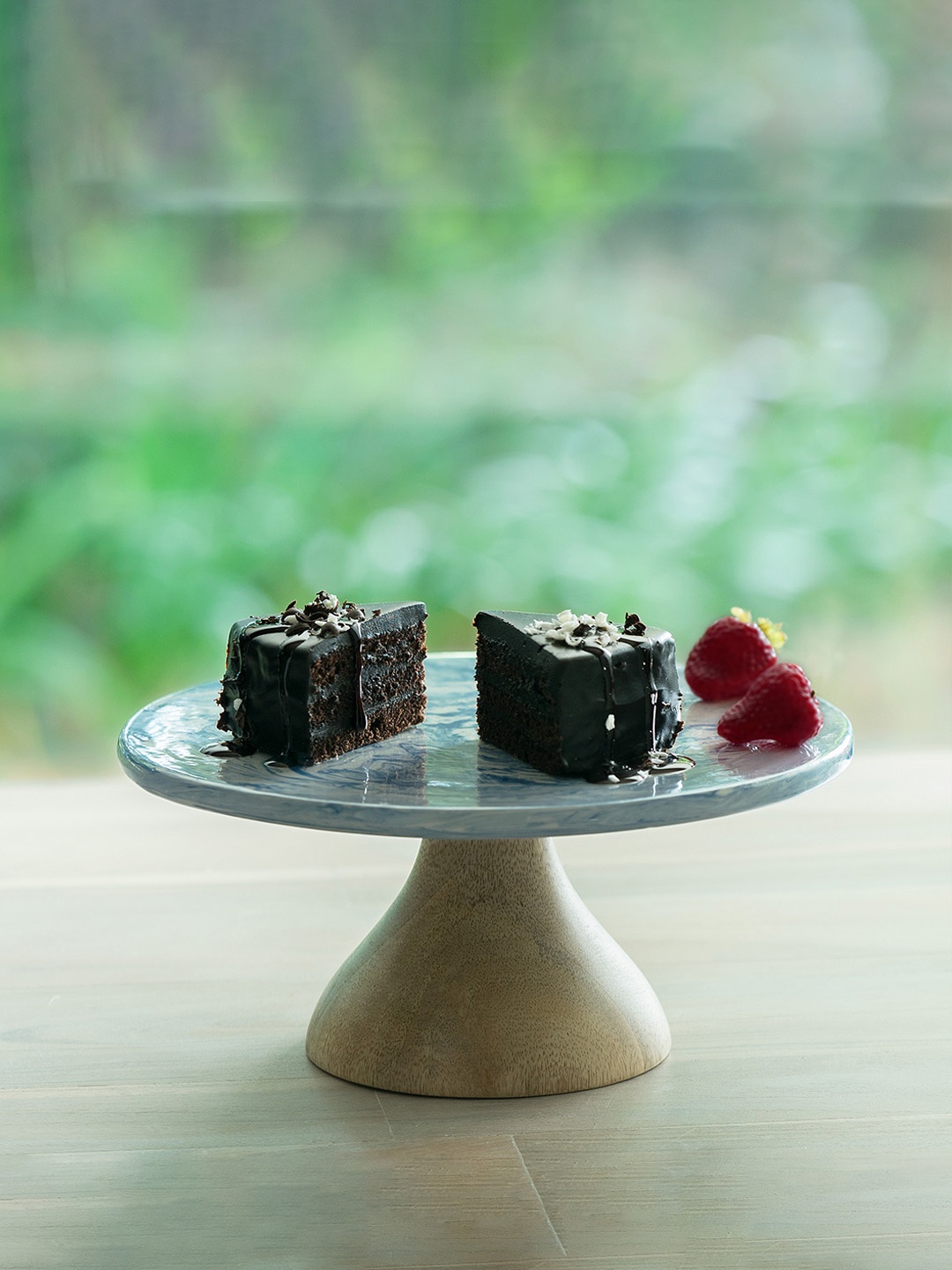 

ellementry Blue Printed Ceramic Cake Stand