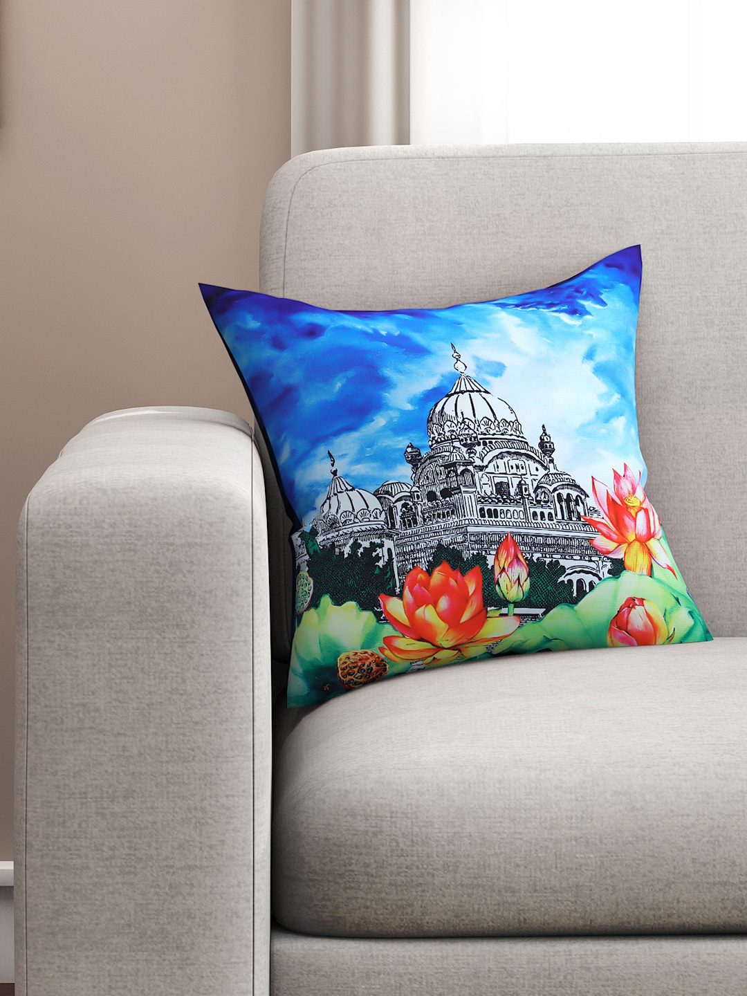 

SEJ by Nisha Gupta Blue Single Abstract Square Cushion Covers